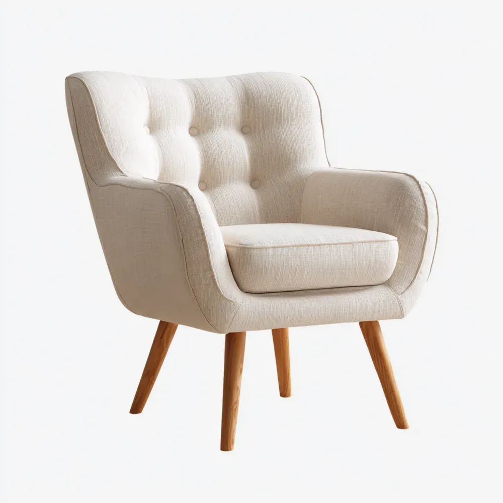 Sillón Tapizado Tela Beige 80x75x85 cm - Estilo Escandinavo