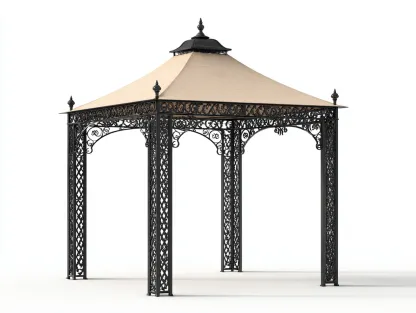 Pérgola de jardín acero y tela 300x300x270 cm color crema-negro para exterior diseño ornamental-Cozyuppad