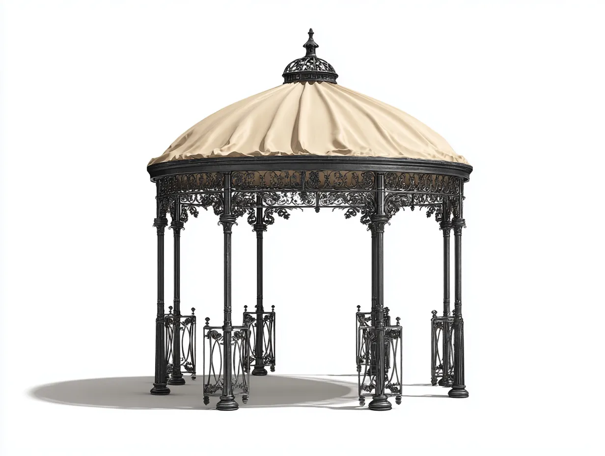 Pérgola de jardín metal tela 300x300x260 cm negro beige clásico exterior-Cozyuppad