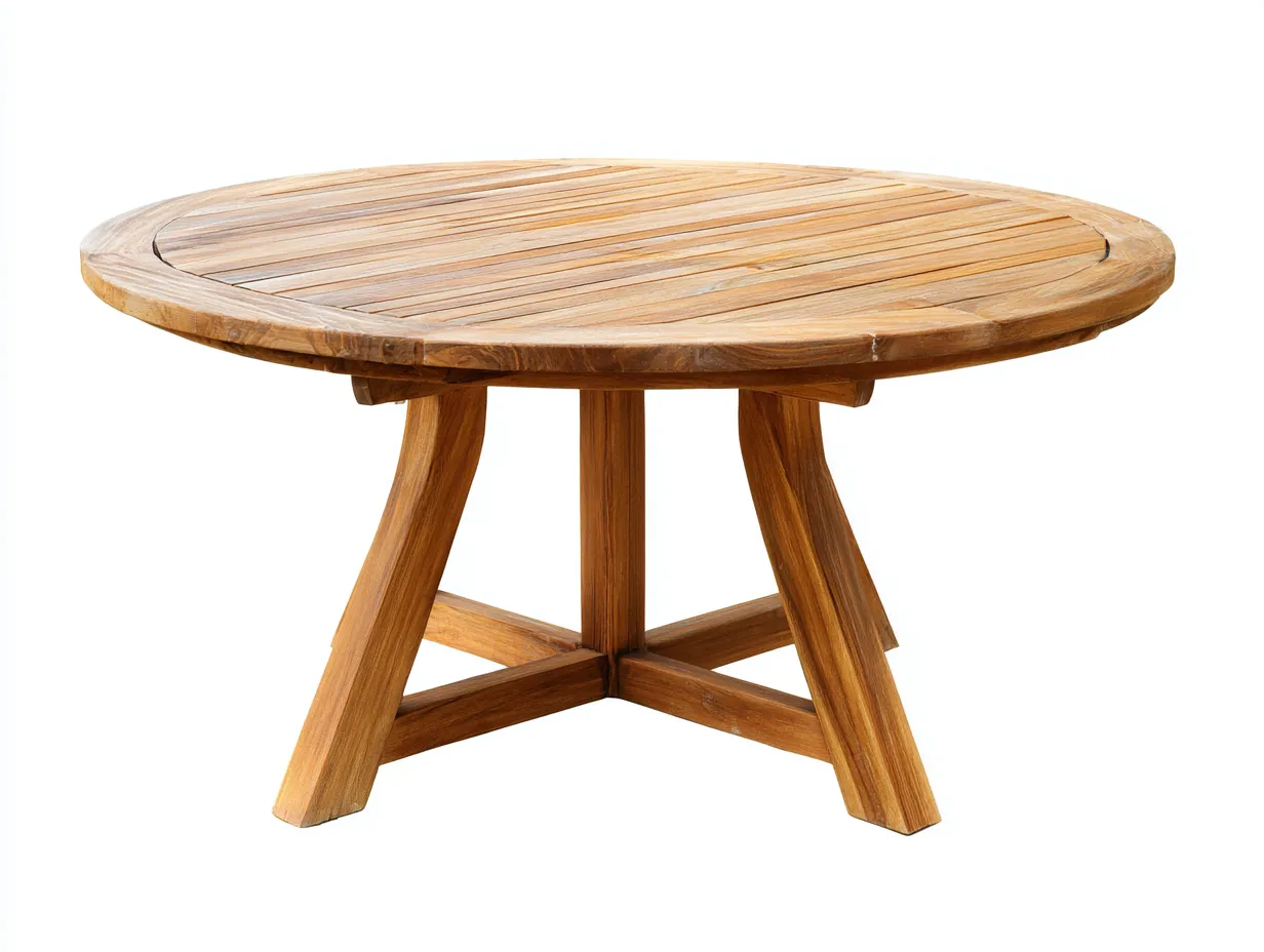 Mesas de jardín 120x120x75 cm - madera natural - mesa redonda de exterior - estilo rústico-Cozyuppad
