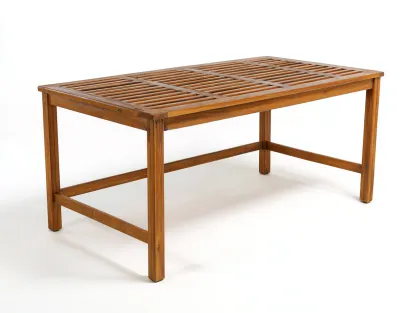 Mesa de jardín madera rectangular 150x80x75 cm - marrón - para exterior - diseño funcional-Cozyuppad