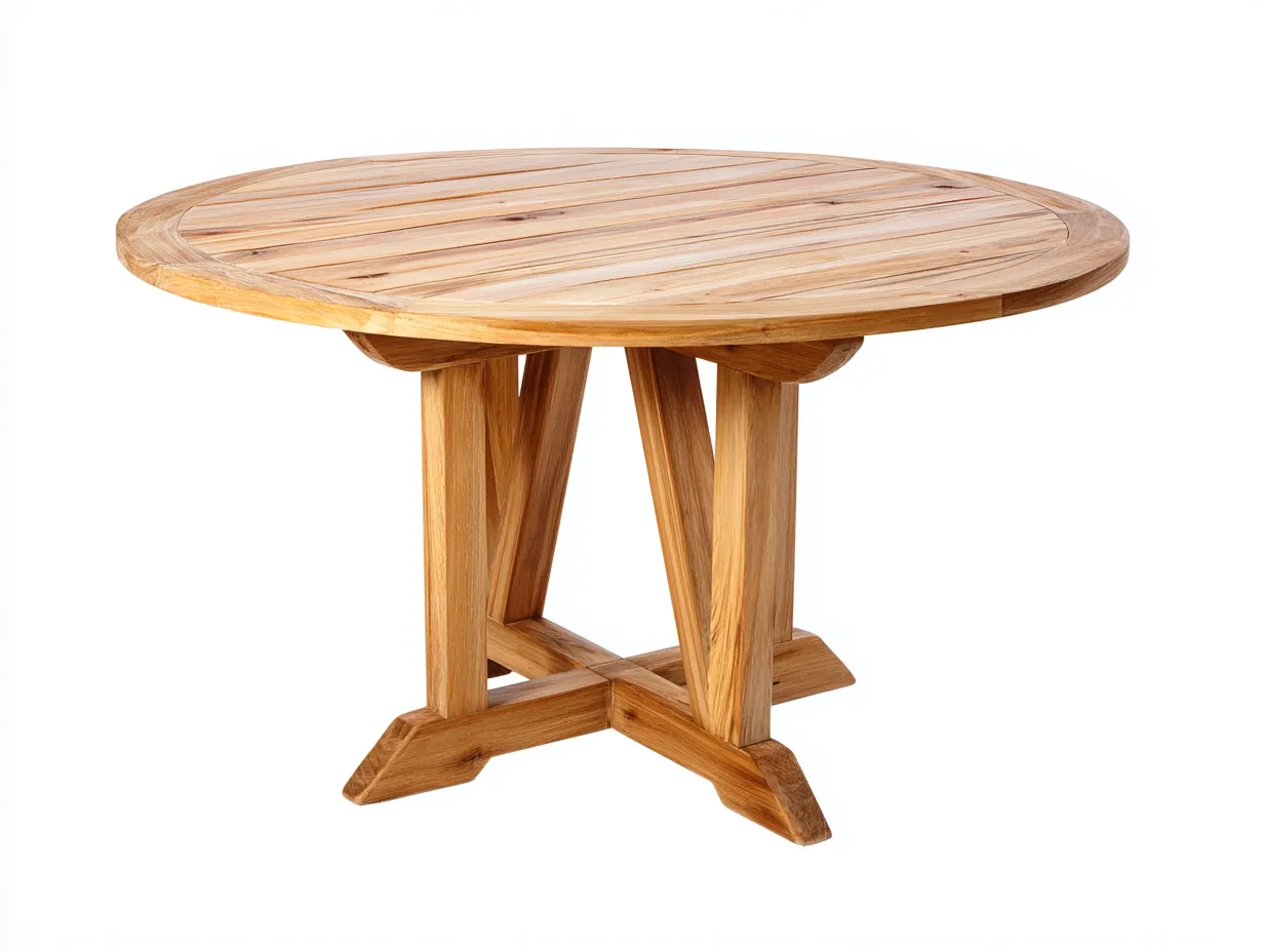 Mesas de jardín madera 120x120x75 cm natural redonda exterior resistente-Cozyuppad