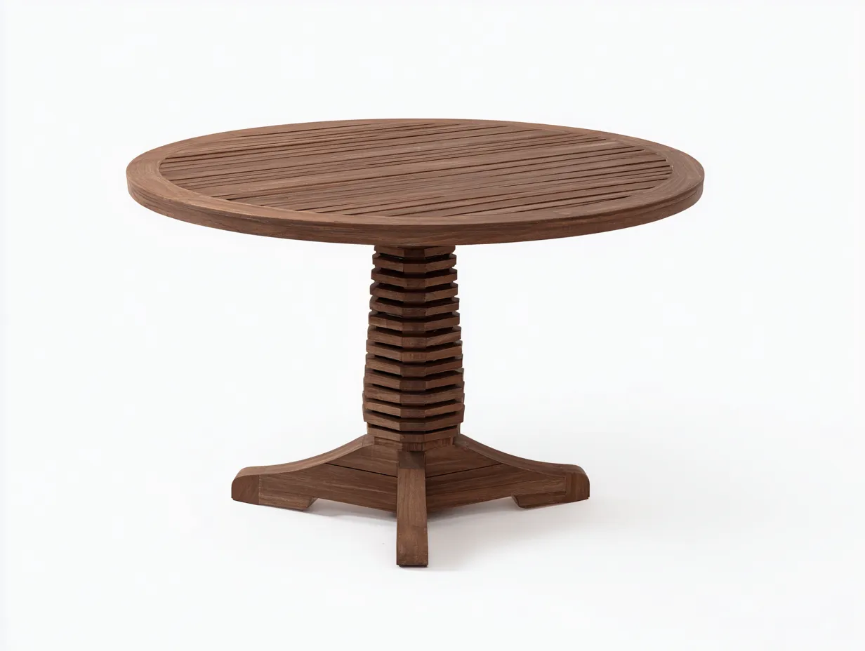 Mesa de jardín madera redonda 100x100x75 cm - marrón - para exterior - diseño clásico-Cozyuppad