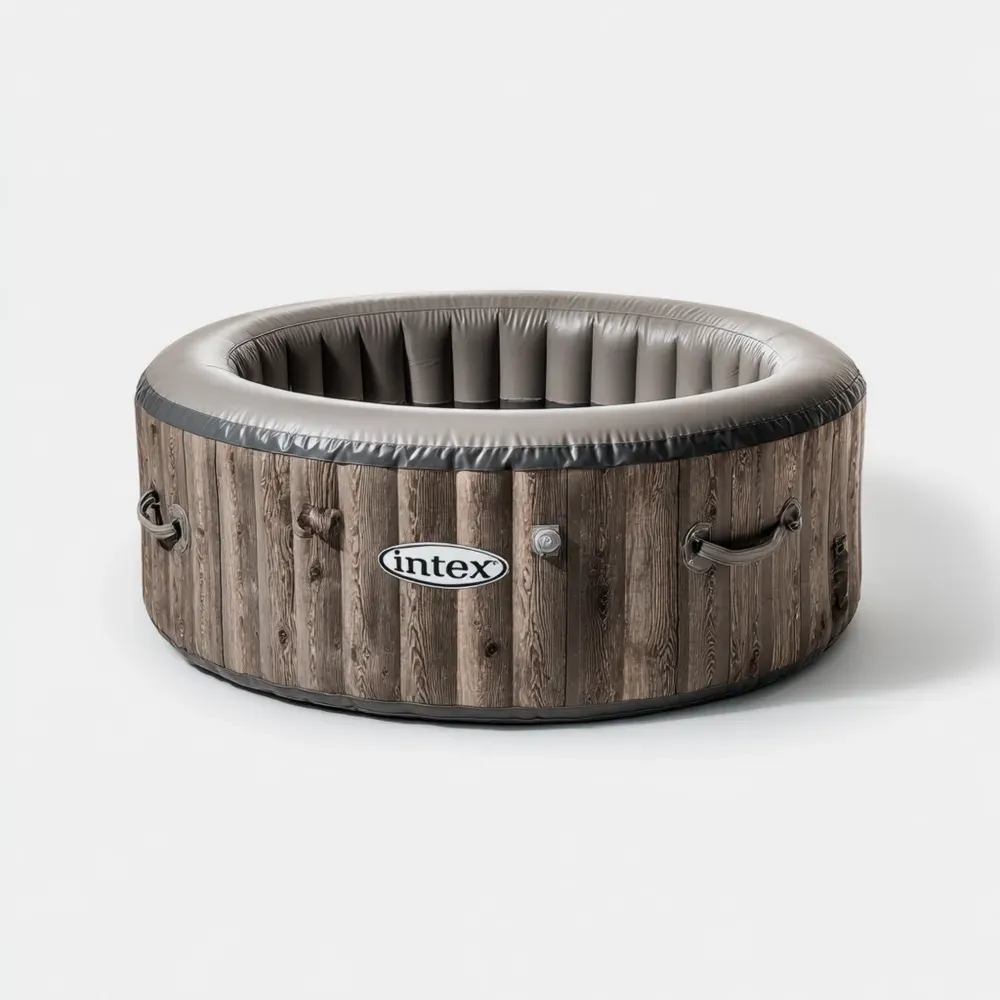 Jacuzzi Inflable Redondo Efecto Madera 216x216x71 cm – Exterior