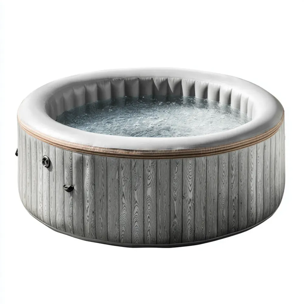 Jacuzzi Inflable Redondo PVC 180x180x70 cm - Efecto Madera - Spa Exterior