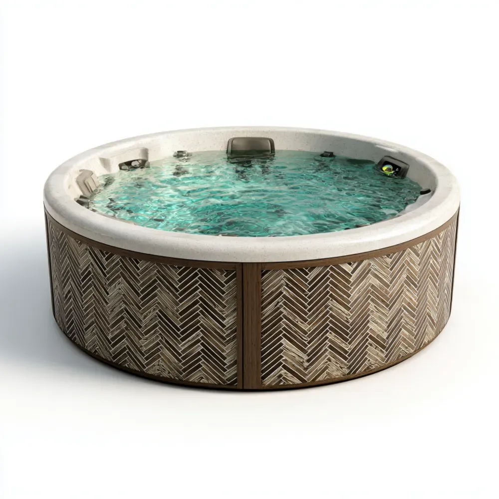 Jacuzzi Redondo - Acabado en Madera - 200x200x90 cm - Relajación al Aire Libre