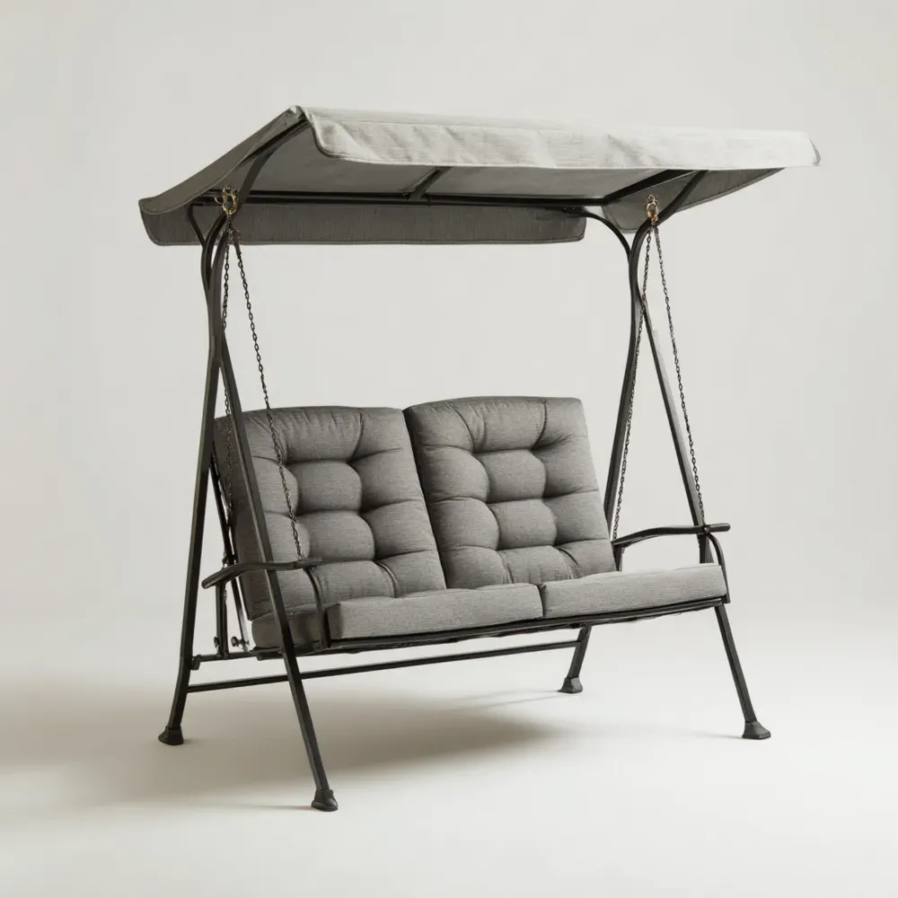 Silla Columpio de Jardín Metal 150x120x164 cm - Gris - Diseño Contemporáneo