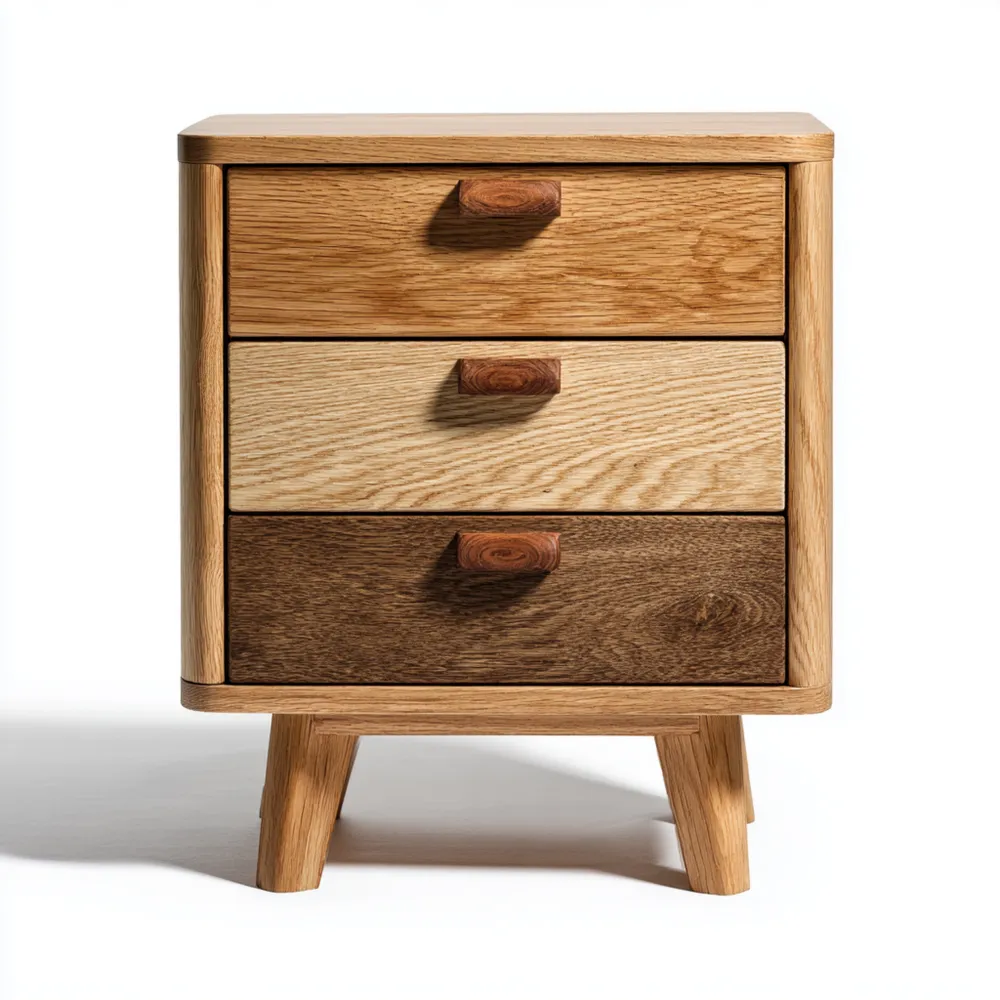 Cajonera de Madera Maciza 60x40x75 cm - Marrón Claro/Marrón Oscuro - Estilo Escandinavo