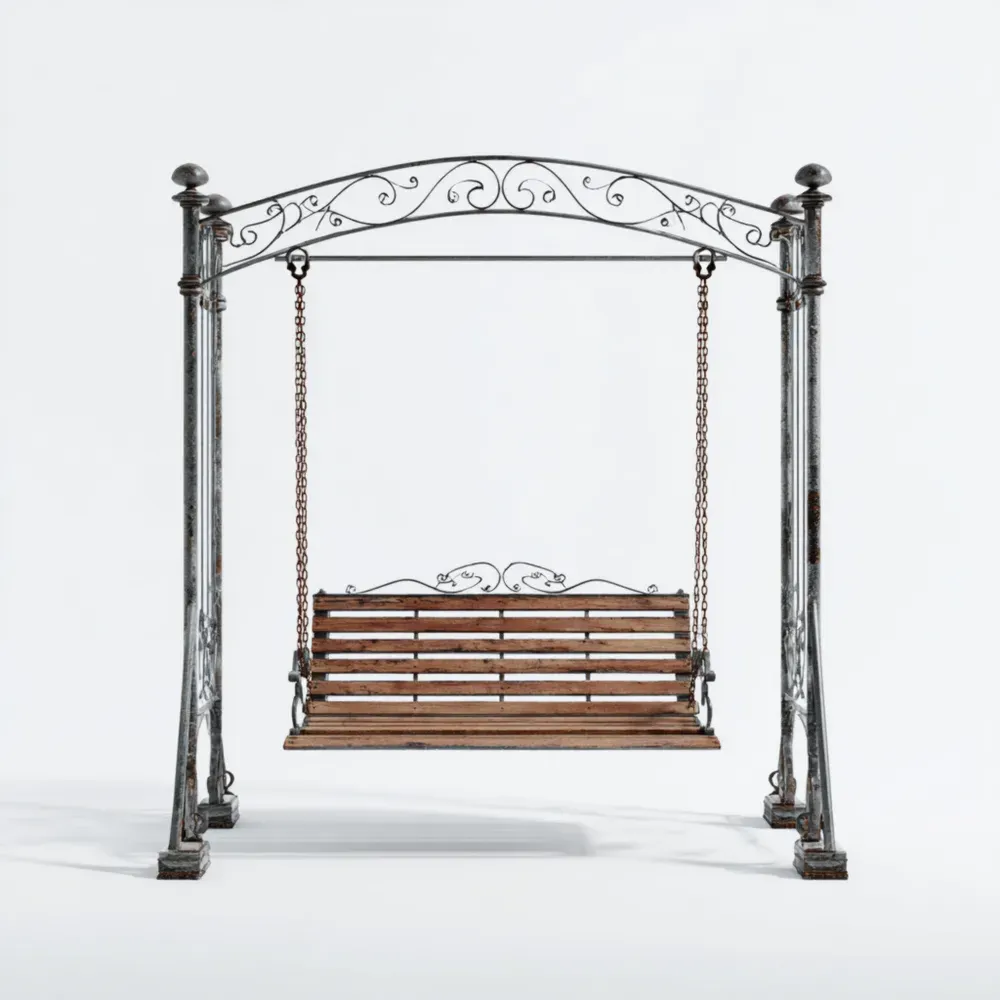 Columpio de Jardín de Metal y Madera 200x150x210 cm – Diseño Clásico