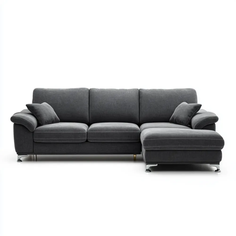 Sofá seccional de tela 260x90x160 cm - Gris Oscuro - Diseño moderno