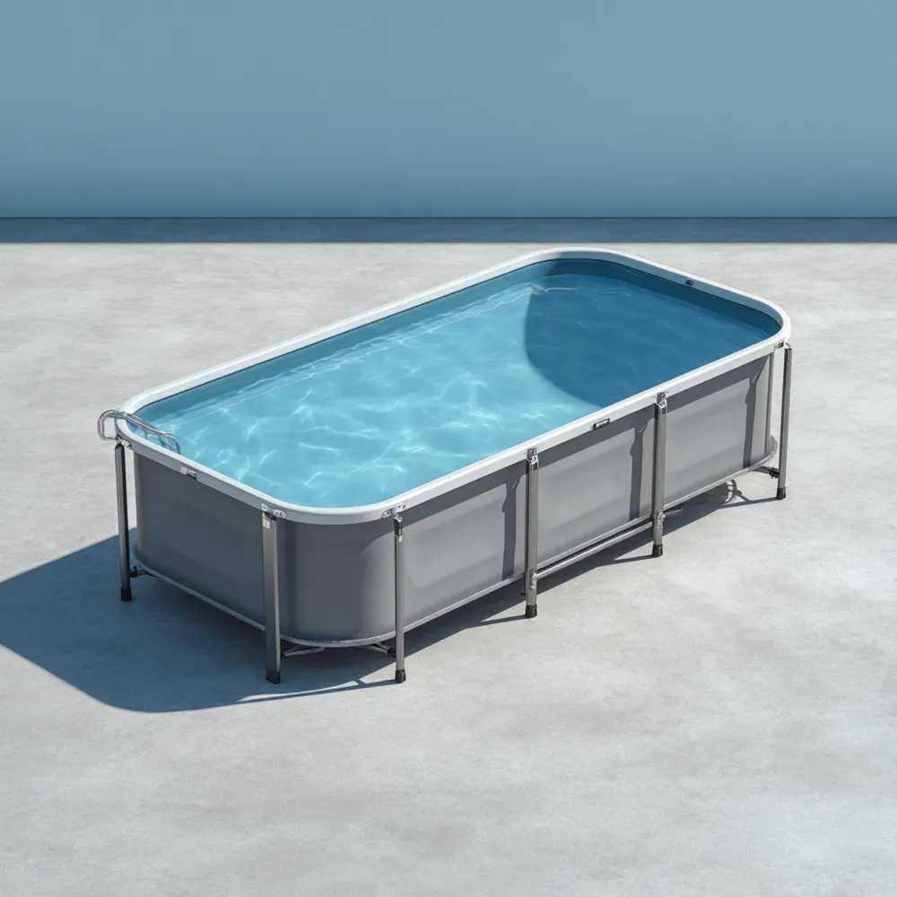 Piscina portátil - Estructura metálica 400x200x100 cm - Gris - Para exteriores