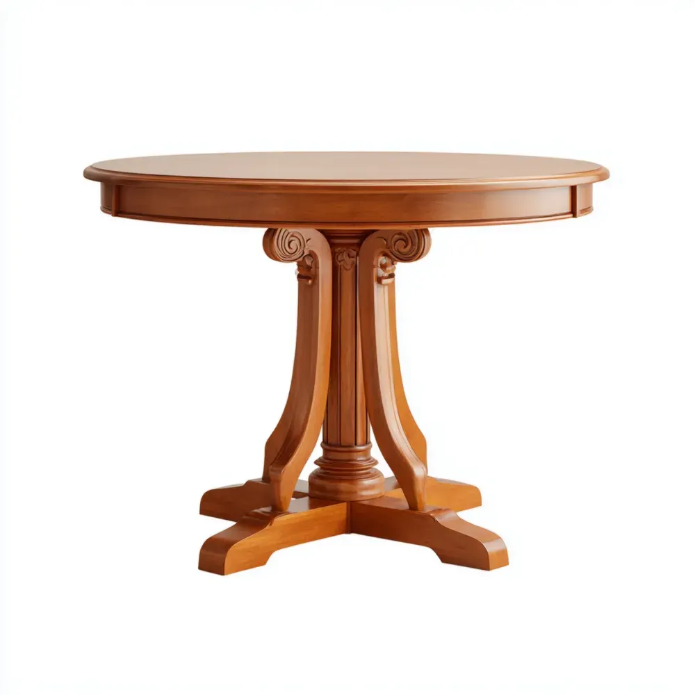 Mesa de comedor redonda 120x120x75 cm - Madera - Marrón - Diseño clásico