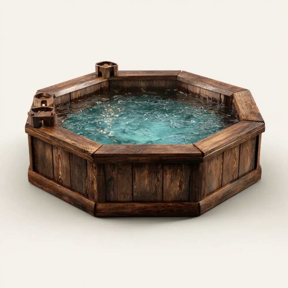 Piscina de Madera para Exterior - Octogonal 200x200x80 cm - Estilo Rústico