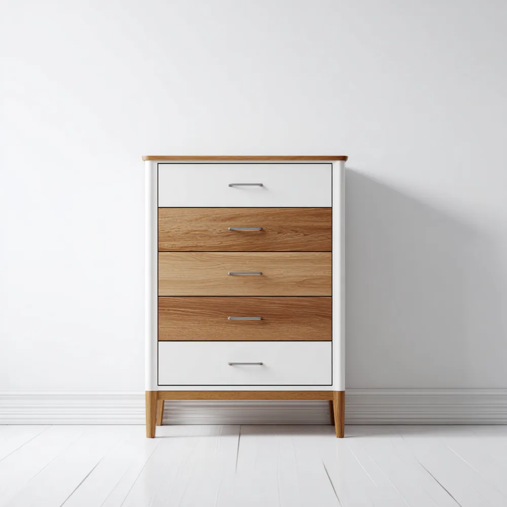 Cajonera 80x40x90 cm – Blanco/Madera – Diseño Moderno