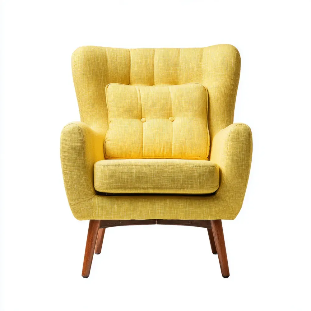 Sillón Tapizado Tela Amarilla 80x85x100 cm – Diseño Moderno