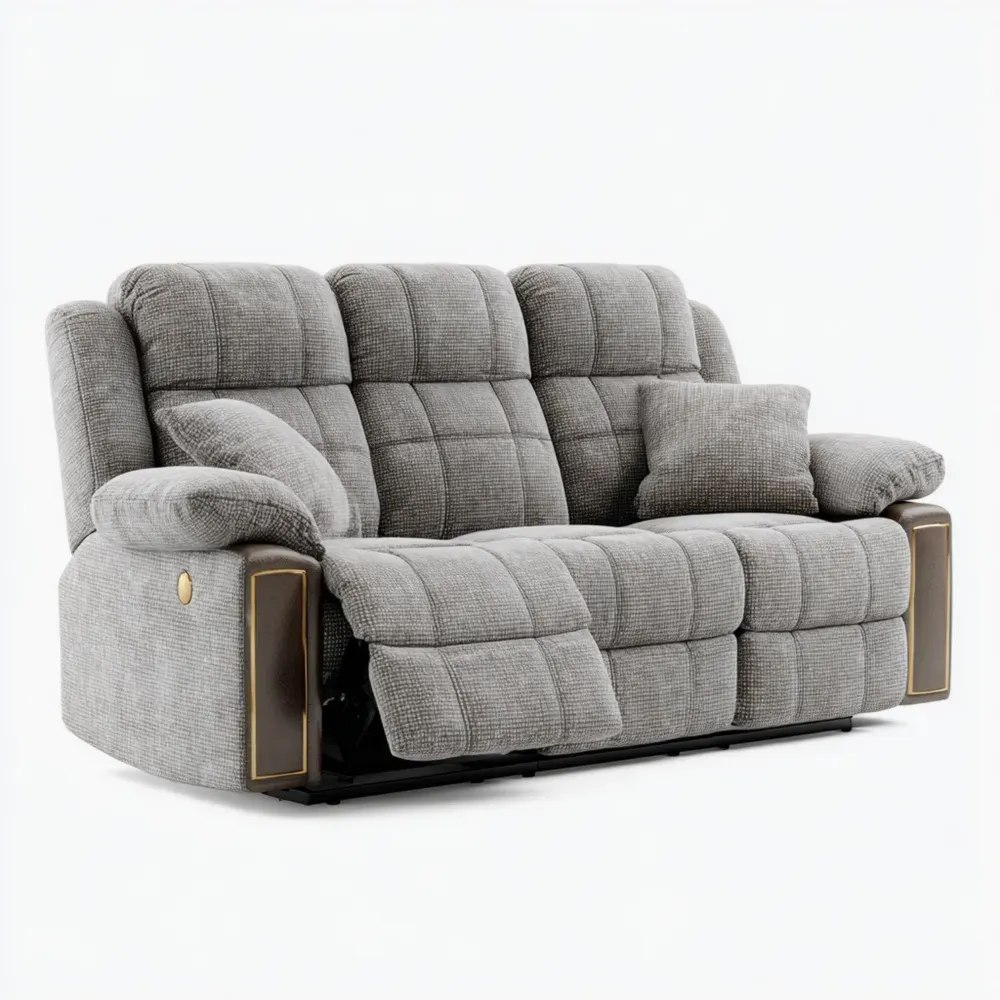 Sofá reclinable tapizado 200x100x95 cm – Gris Claro – Diseño ergonómico