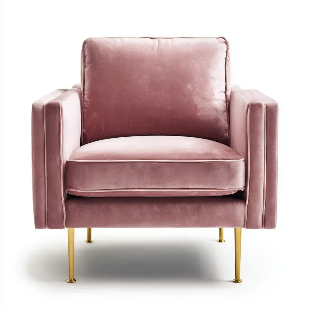 Sillón tapizado terciopelo 80x85x75 cm - Rosa - Estilo moderno