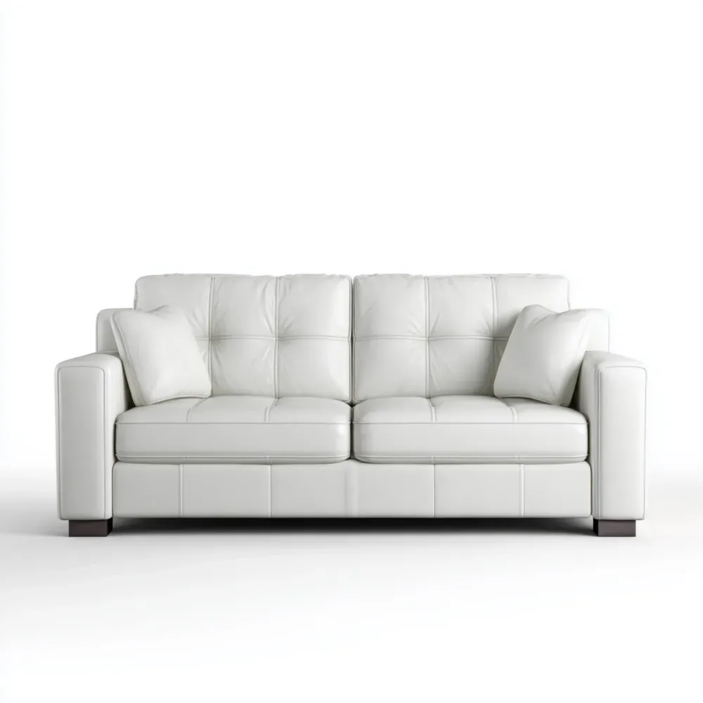 Sofá de cuero 200x90x85 cm - Blanco - Diseño moderno