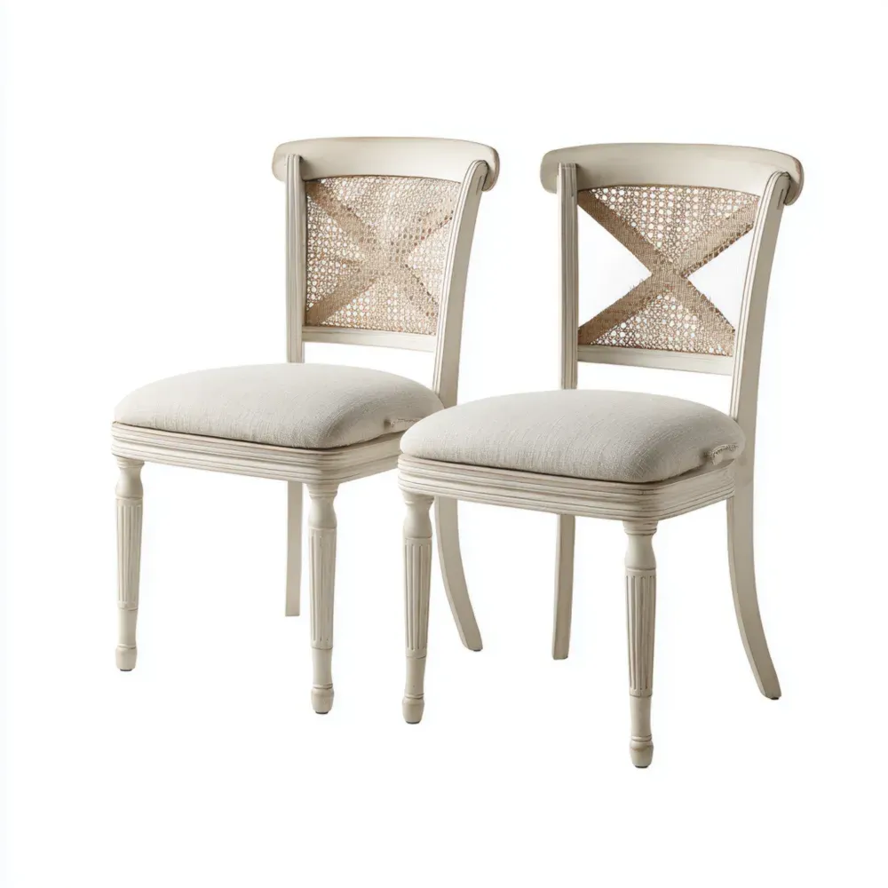 Juego de Sillas de Comedor de Madera 45x50x90 cm – Beige – Estilo Clásico