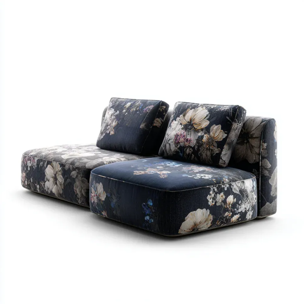 Sofá Modular con Diseño Floral 210x100x80 cm - Azul Marino