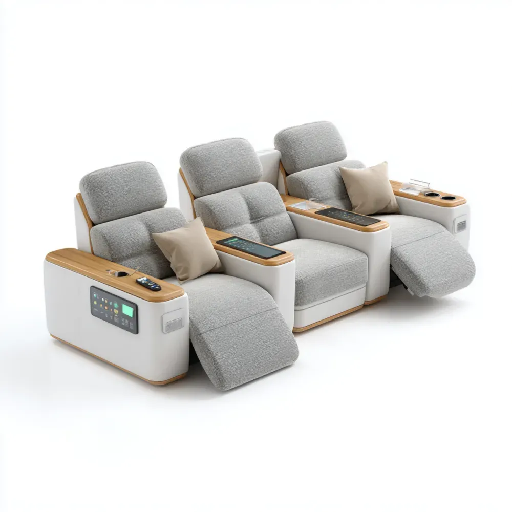 Conjunto de sofás reclinables Tela 3 plazas 250x85x90 cm Gris Claro - Diseño moderno