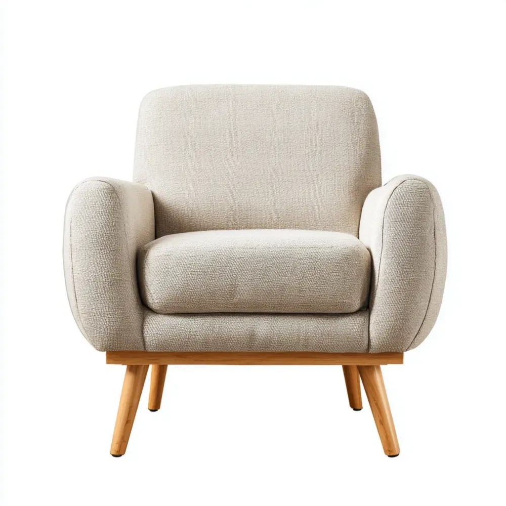 Sillón Tapizado de Tela 85x80x75 cm - Beige - Diseño Moderno