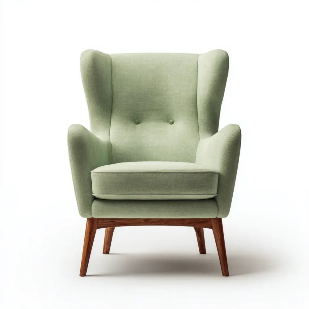 Sillón Orejero Tapizado 90x82x95 cm - Verde Menta - Diseño Escandinavo