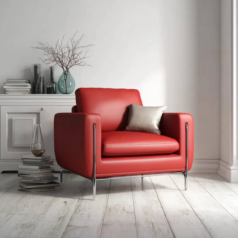 Sillón de Cuero Rojo 85x90x80 cm – Diseño Moderno