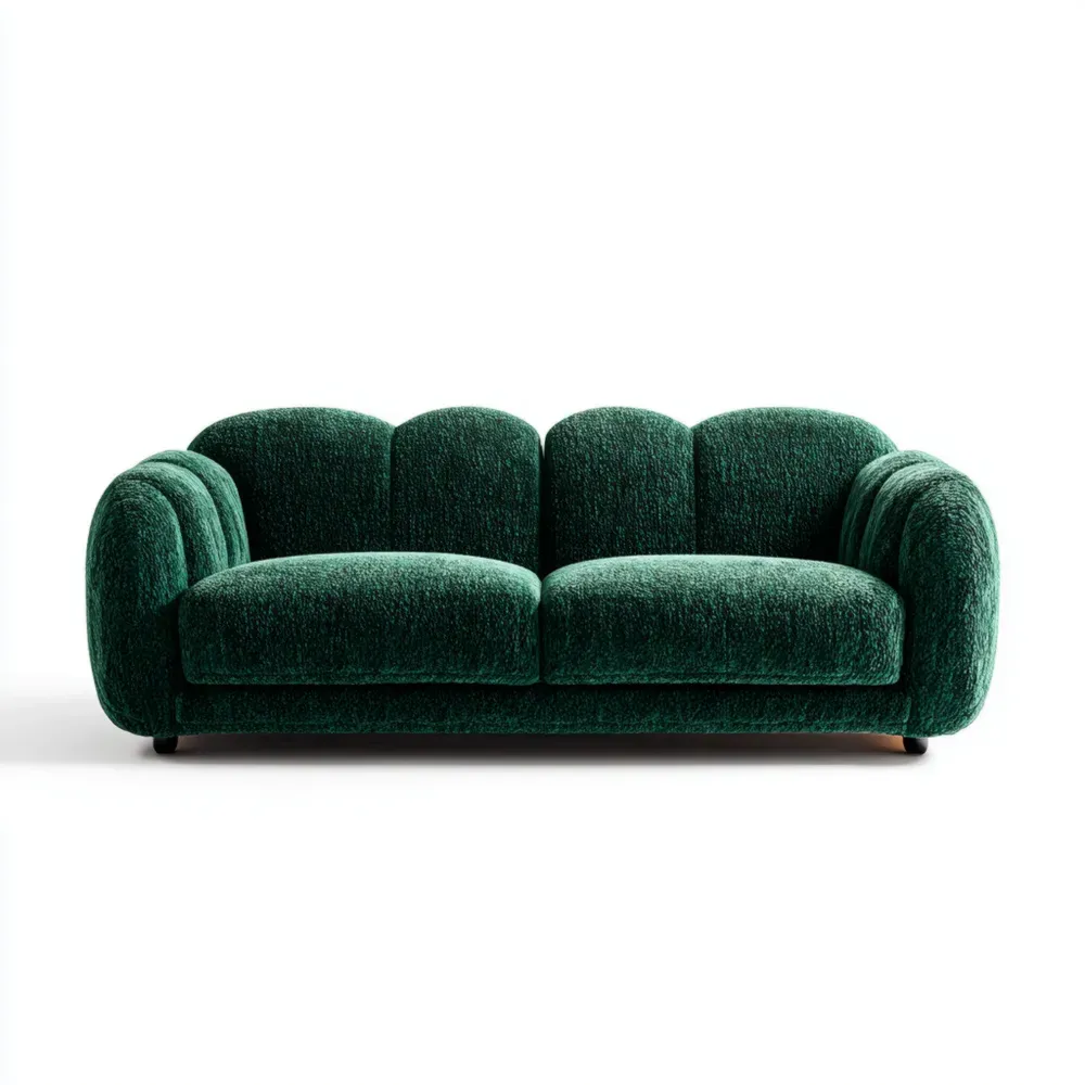 Sofá de Tela 220x95x85 cm – Verde Esmeralda – Diseño Contemporáneo