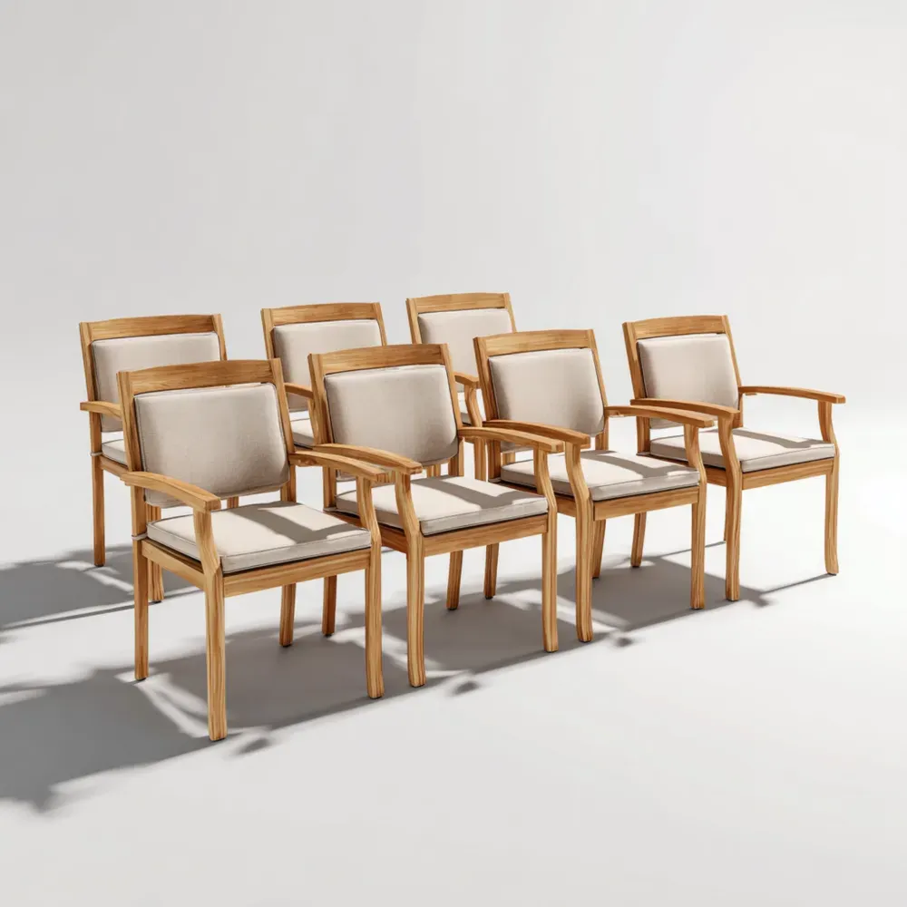 Juego de sillas de comedor de Madera 45x55x85 cm - Beige - Estilo Clásico