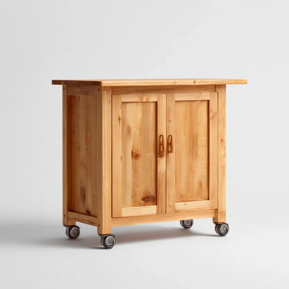 Carrito de cocina de madera con ruedas - 80x50x90 cm - Natural - Diseño clásico