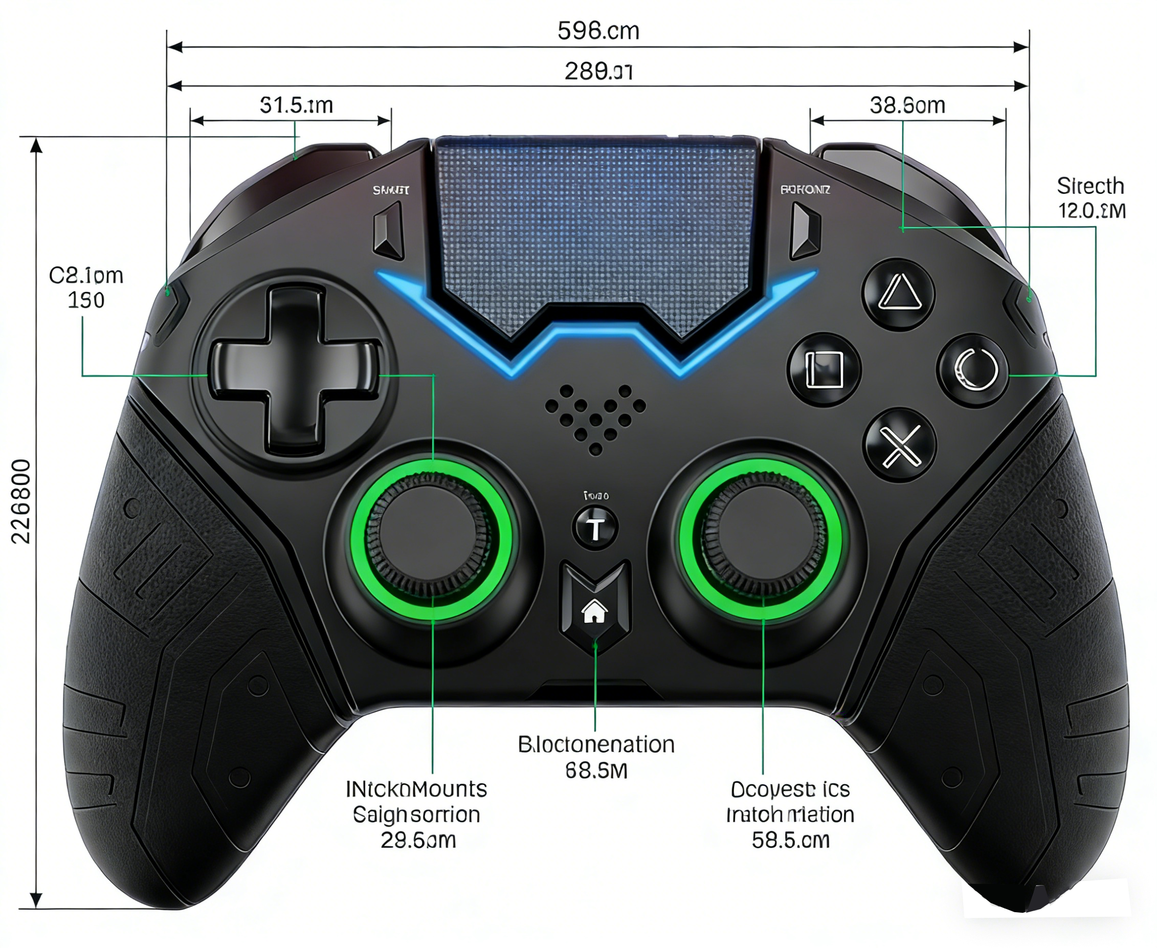 Wireless PS4 Controller with RGB Lights, Macro Programming, 6-Axis Motion Control, Anti-Slip Grip Gamepad for PlayStation 4/PC