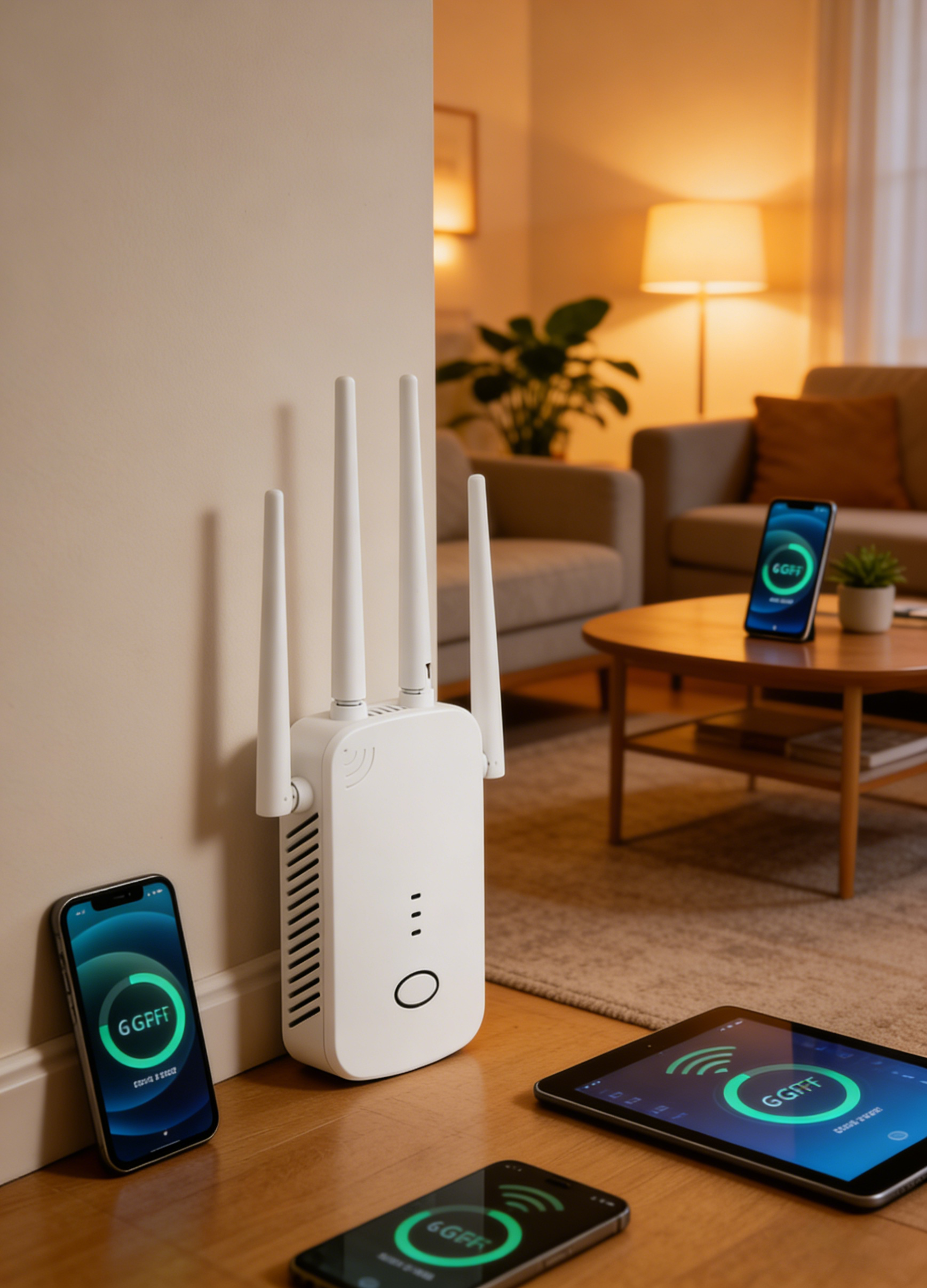 300Mbps WiFi Range Extender 2.4GHz Wireless Repeater with 4 Antennas, Long Range Signal Booster, Home Internet Amplifier Plug & Play