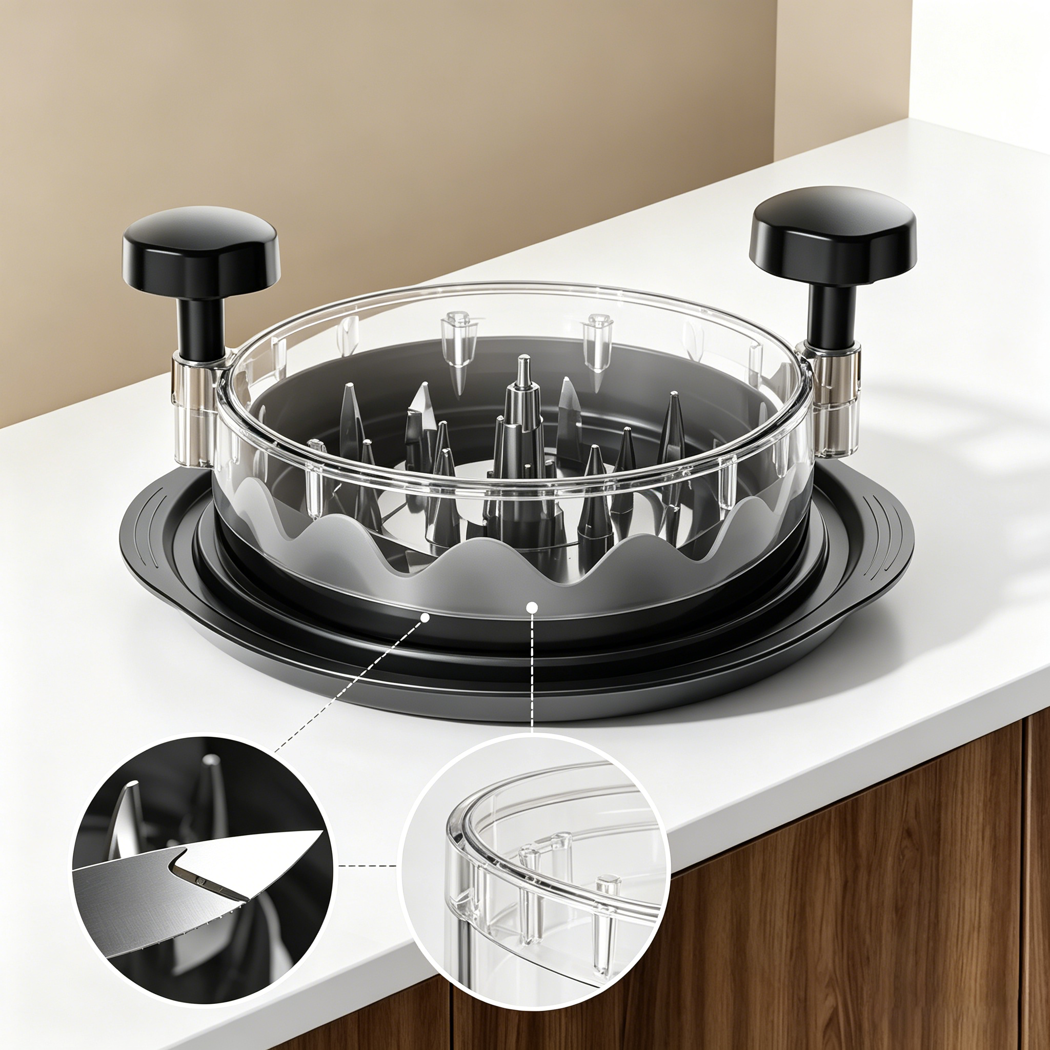 Chicken Shredder Tool - Heavy Duty Meat Shredder with Clear Lid, Ergonomic Handle & Non-Slip Base, Fast & Easy Shredder for Pulled Pork, Turkey, Beef, Dishwasher Safe Kitchen Gadget