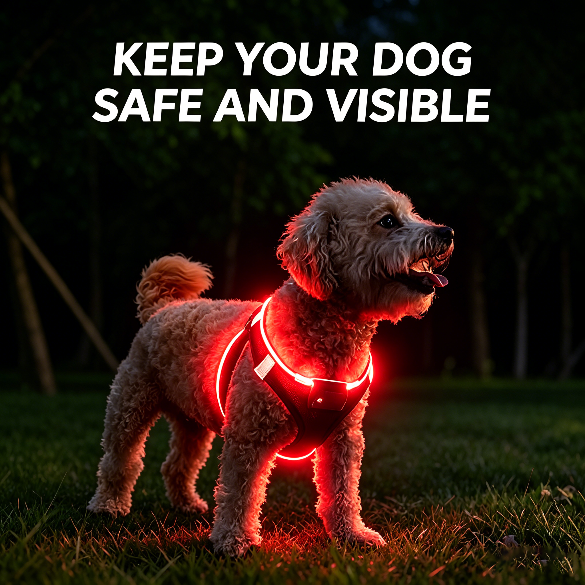 LED Light Up Dog Harness - USB Rechargeable, 3 Modes, Reflective, Breathable Mesh Safety Vest for Night Walks, Small Medium Dogs & Cats