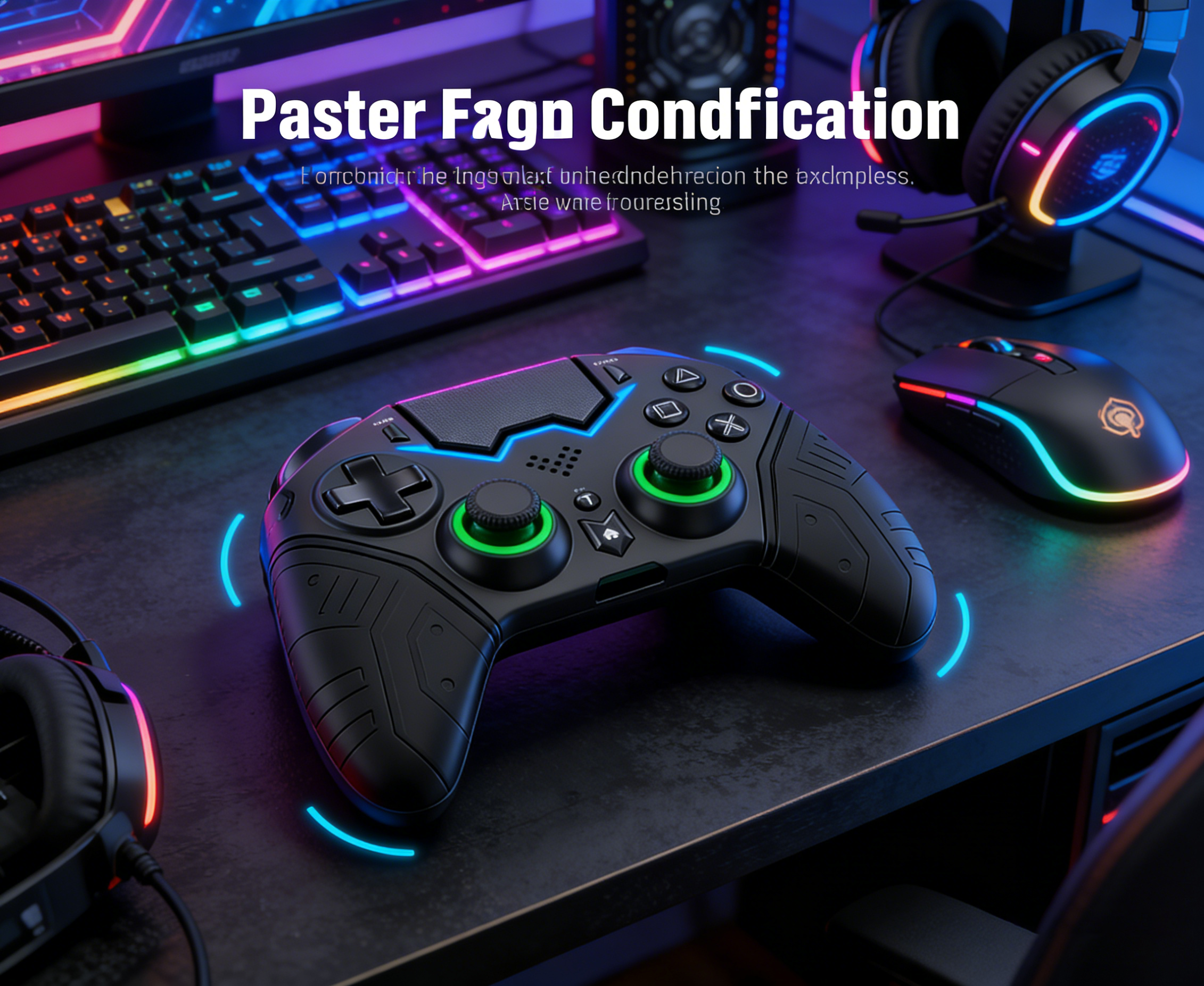 Wireless PS4 Controller with RGB Lights, Macro Programming, 6-Axis Motion Control, Anti-Slip Grip Gamepad for PlayStation 4/PC