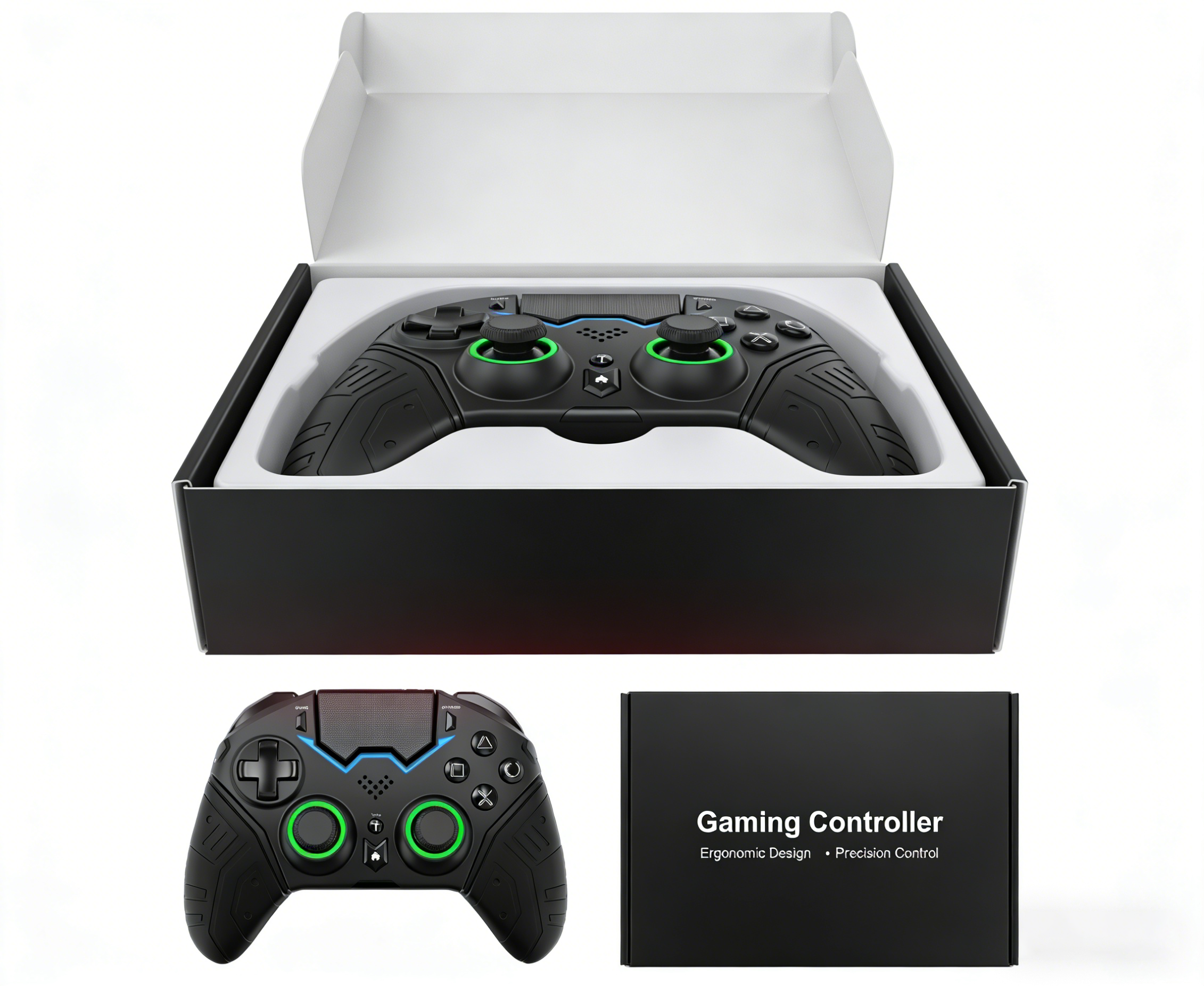 Wireless PS4 Controller with RGB Lights, Macro Programming, 6-Axis Motion Control, Anti-Slip Grip Gamepad for PlayStation 4/PC