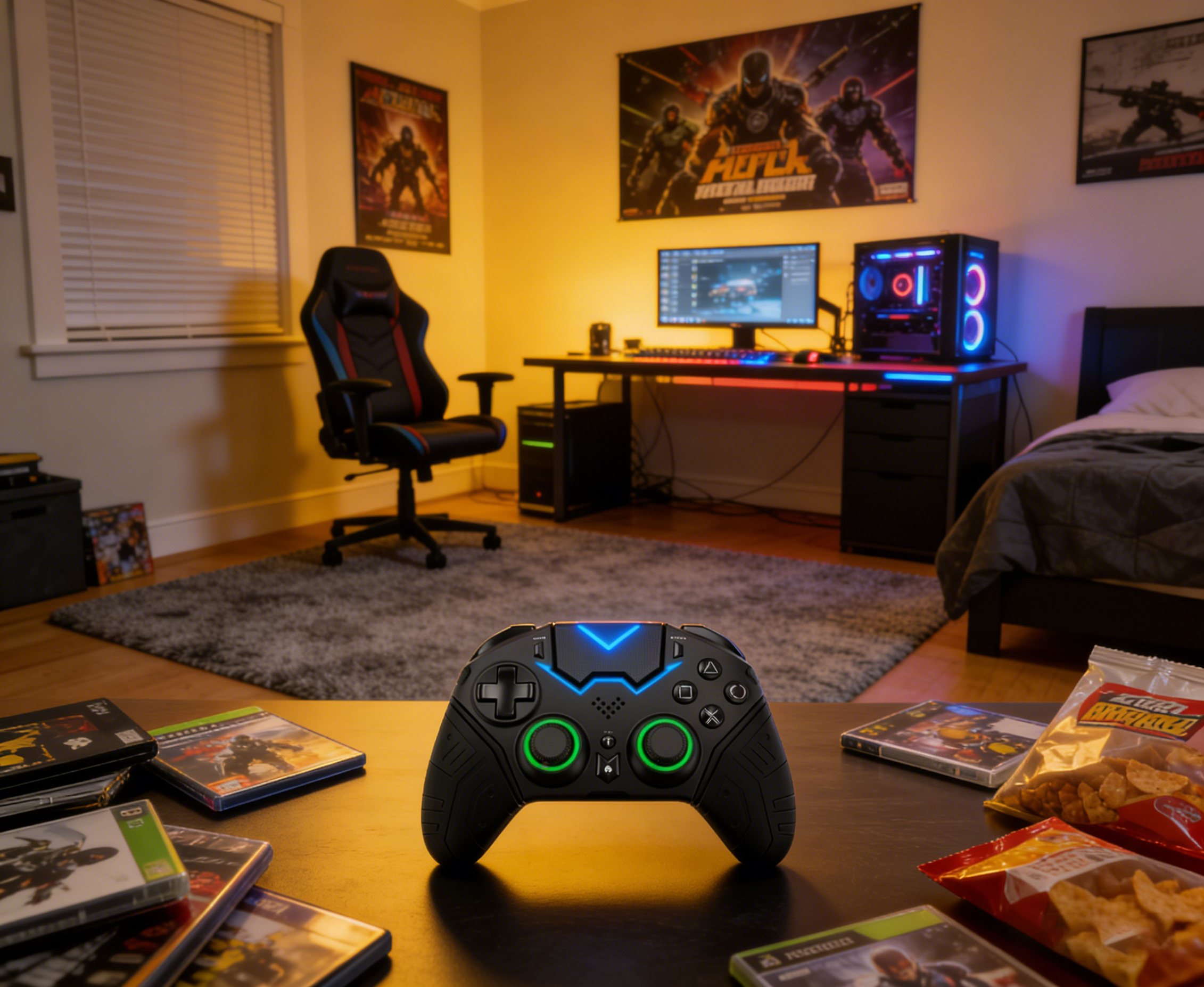 Wireless PS4 Controller with RGB Lights, Macro Programming, 6-Axis Motion Control, Anti-Slip Grip Gamepad for PlayStation 4/PC