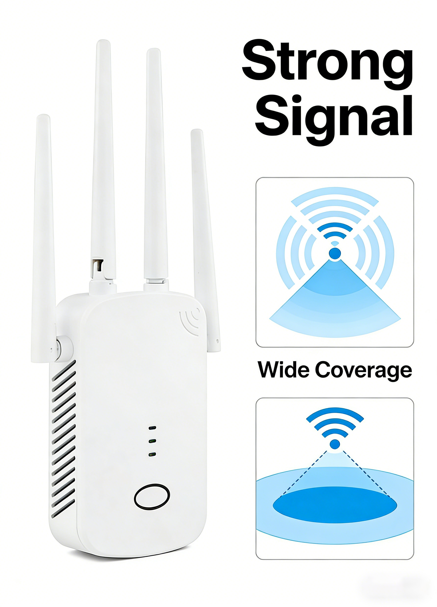 300Mbps WiFi Range Extender 2.4GHz Wireless Repeater with 4 Antennas, Long Range Signal Booster, Home Internet Amplifier Plug & Play