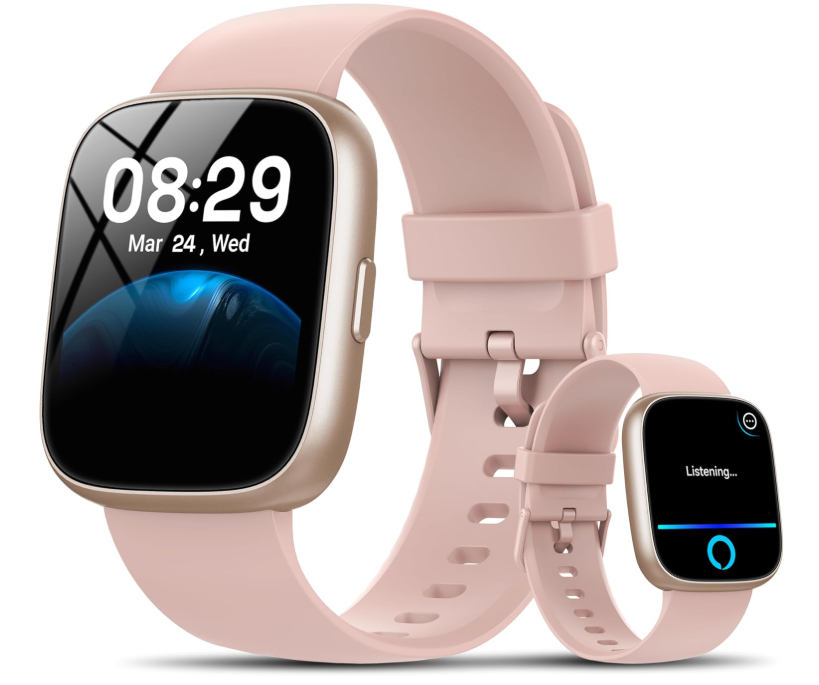 Smart Watch with Alexa Built-in, 1.83" HD Touchscreen Fitness Tracker with Bluetooth Calling, Fitness Watch with Heart Rate/Sleep Monitor/120+ Sports, IP68 Waterproof Smartwatch for Android iOS