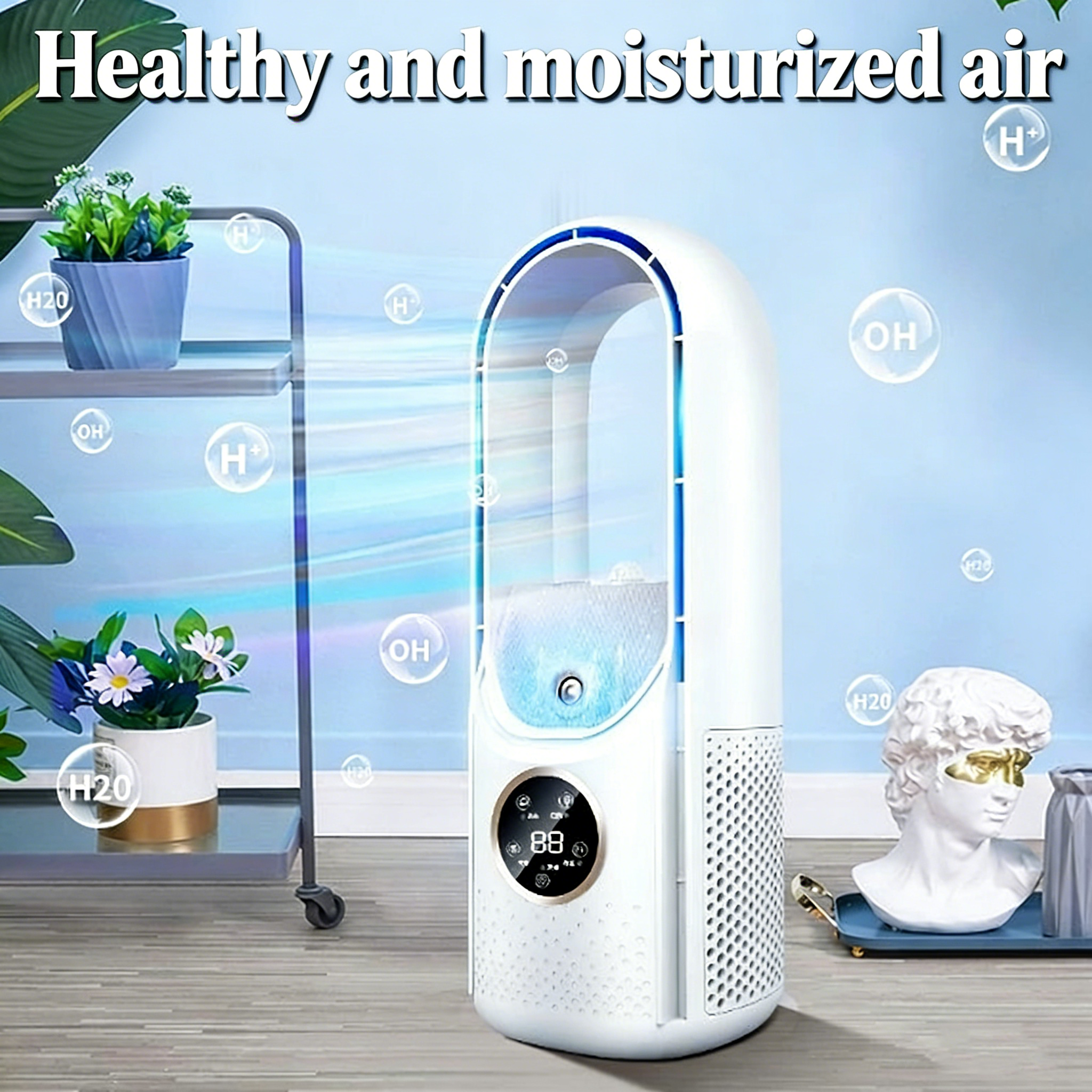 Bladeless Desk Fan, Portable Bladeless Fan 6 Speed Small Personal Cooling Fan Quiet USB Table Desk Misting Fan with Timing