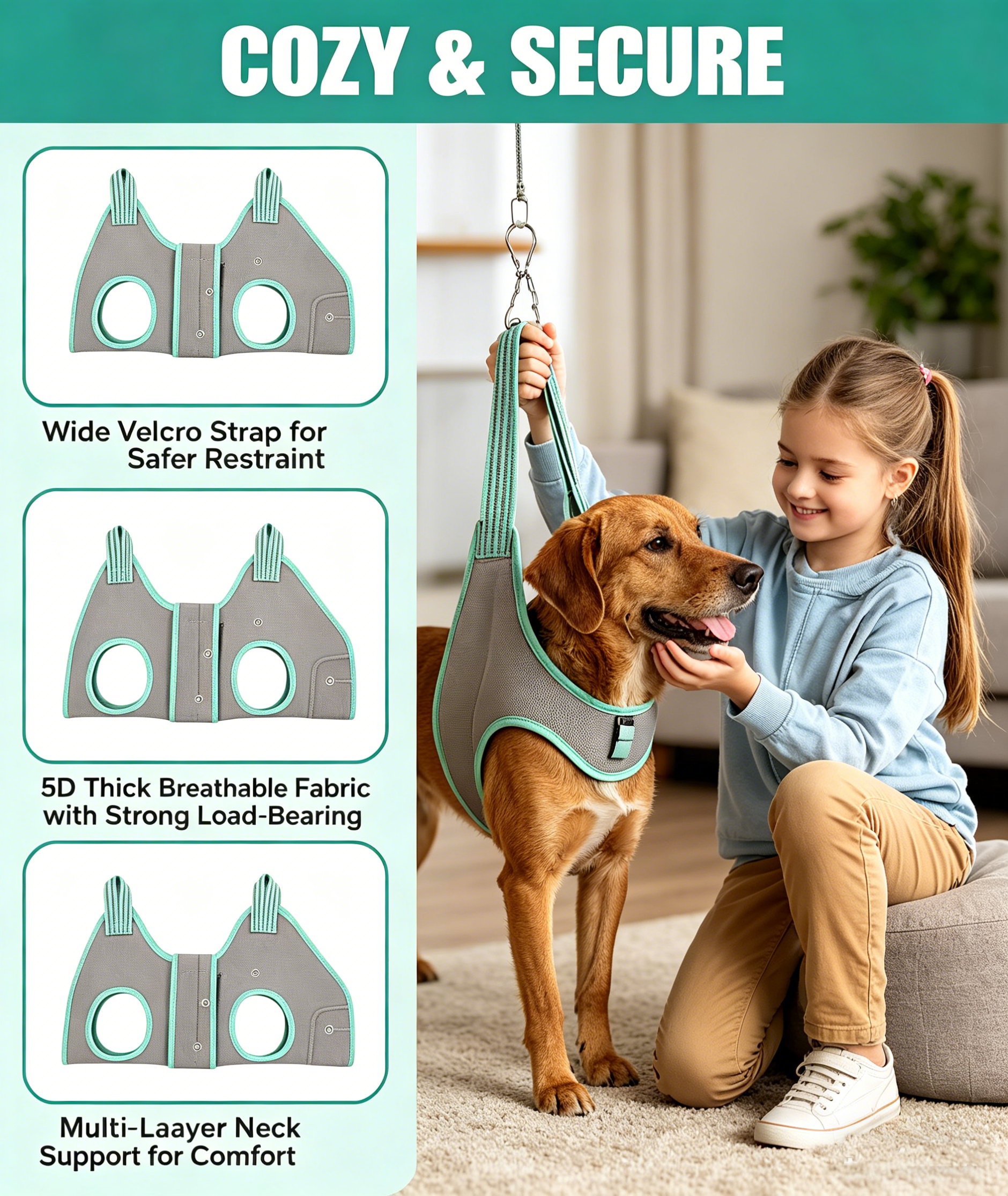 Kkiimatt Dog Grooming Hammock with Nail Grooming Kit - Adjustable Pet Sling for Small Medium Dogs & Cats, Safe & Secure Harness for Nail Trimming, Bathing & Grooming