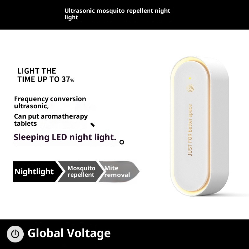 Ultrasonic Plug-in Mosquito Repeller & Night Lamp with Aroma Slot – Relaxing Bedside Aromatherapy
