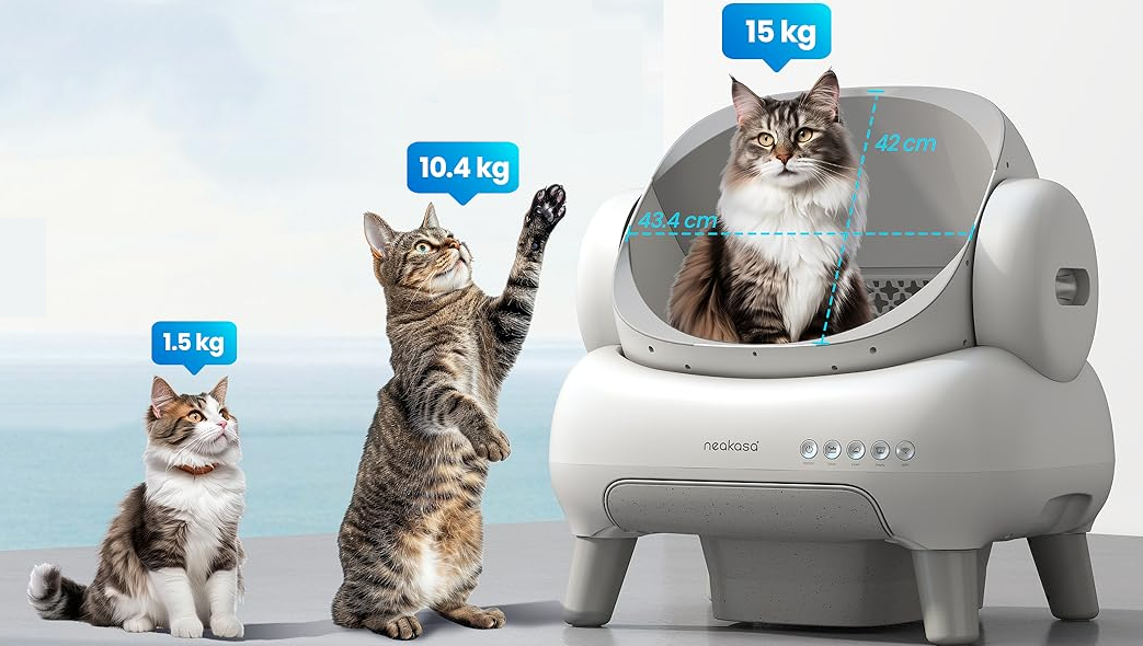 Neakasa M1 Plus Lite Open-Top Self Cleaning Cat Litter Box, Automatic Cat Litter Box with APP Control, Upgraded Safety Protection, Odor Control, Includes 1 Roll Waste Bag