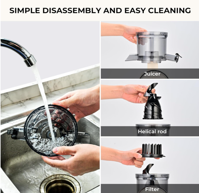 SUSTEAS Cold Press Juicer, 5.3" Feed Chute Slow Masticating Machines with 300W, Fit Whole Fruits & Vegetables, High Juice Yield, Easy to Clean