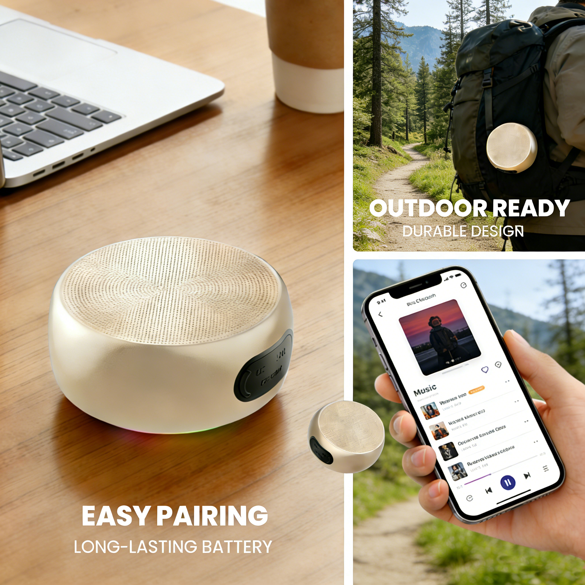 Portable Metal Bluetooth Speaker Deep Bass WirelessOutdoor Speaker IP67 Waterproof TF Card Support forCycling Travel