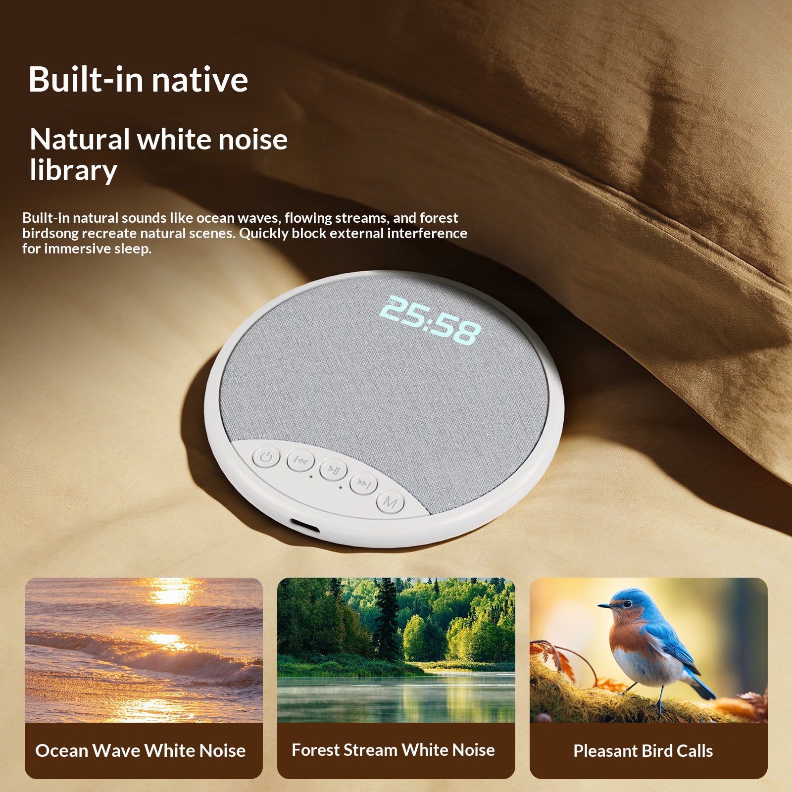 Multifunctional Digital Alarm Clock with Bluetooth Speaker – Music, Audiobooks & White Noise for Bedside Use