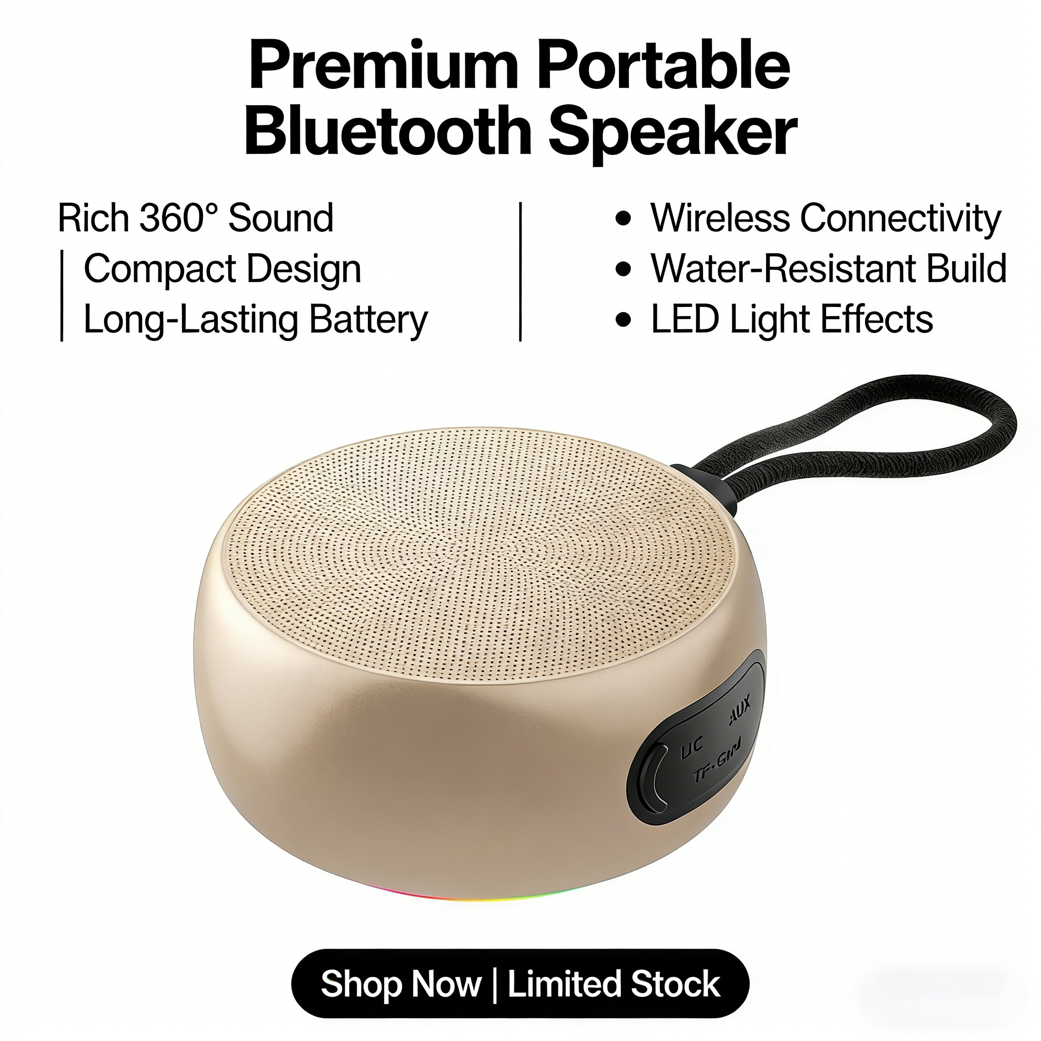 Portable Metal Bluetooth Speaker Deep Bass WirelessOutdoor Speaker IP67 Waterproof TF Card Support forCycling Travel