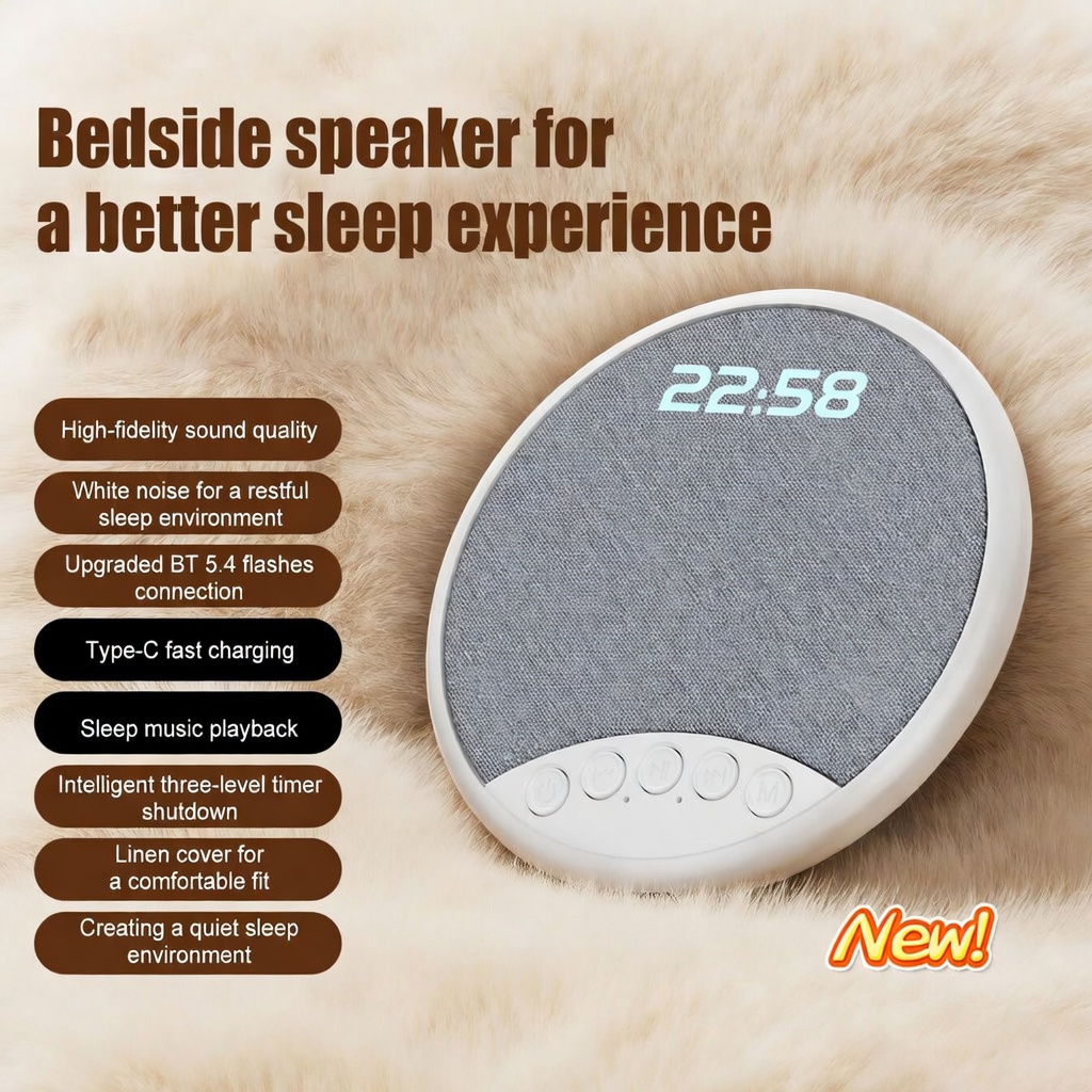Multifunctional Digital Alarm Clock with Bluetooth Speaker – Music, Audiobooks & White Noise for Bedside Use