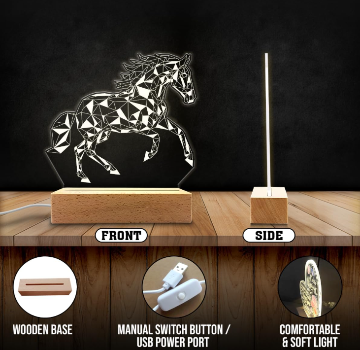  Horse Night Light - Horse Equestrian Illusion Lamps - Desk Home Decoration Lamp Bedroom Decor - Gifts for Kids Boys Girls Horses Lovers